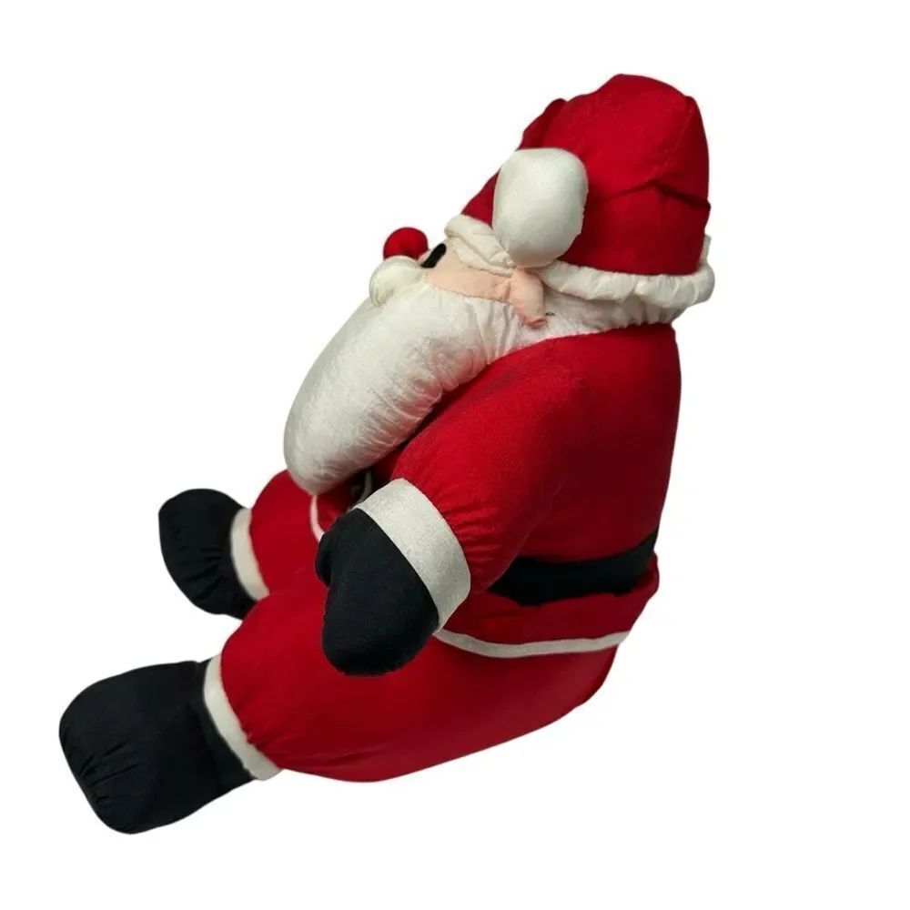 Vtg Puffy Santa Claus Christmas Plush Stuffed Toy Balloon Club Nylon Parachute - Picture 3 of 5